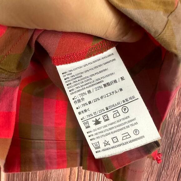 Arcteryx Womens Top Plaid Square Neck Cap Sleeve Red Size S / M - Picture 2 of 7